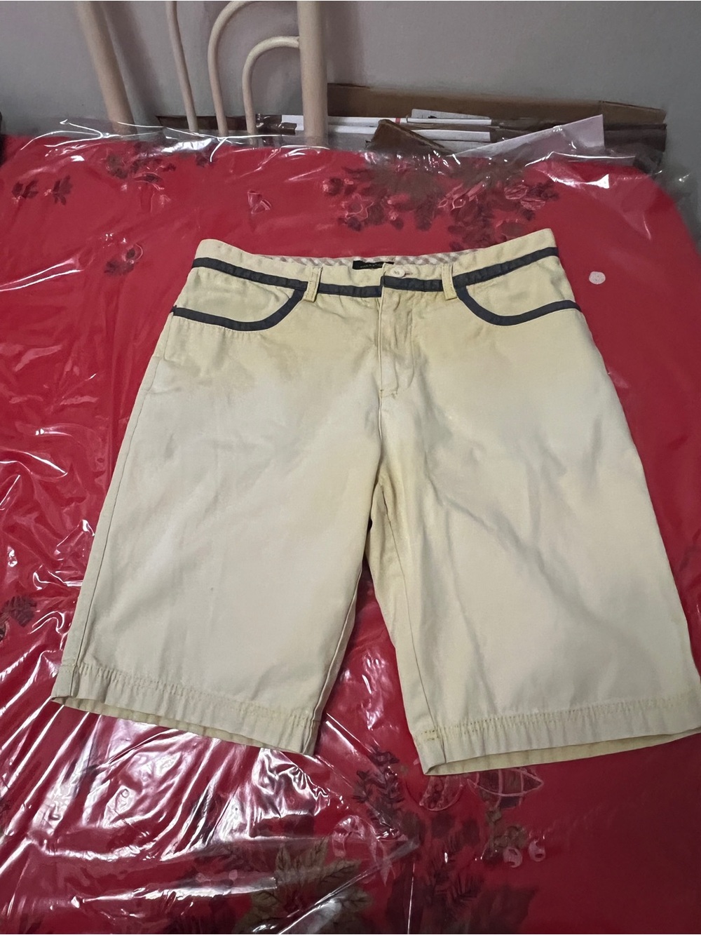 Paul & Shark Yachting flat front Shorts Mens Sz 33 Khaki Stretch Chino Sail